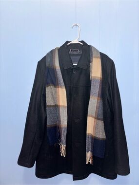Tommy Hilfiger Black Quilted-Lined Coat with Signature Trim